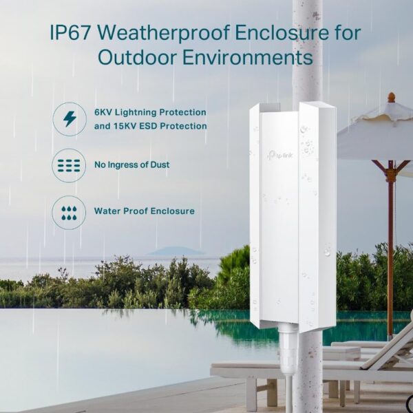 Tp-Link Eap610-Outdoor | Omada True Wifi6 Ax1800 Gigabit External Access Point | Mesh, Continuous Roaming, Mu-Mimo | Poe+ Powered | Ip67 | Multiple Sdn Controller | Remote & App Control - Dual Band - Image 2