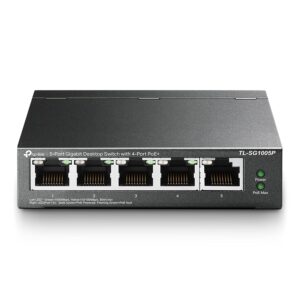TP-Link 5 Port Gigabit Desktop Switch | 4 Port PoE 65W | 802.3af Compliant | Shielded Ports | Traffic Optimization | Plug and Play | Sturdy Metal (TL-SG1005P)