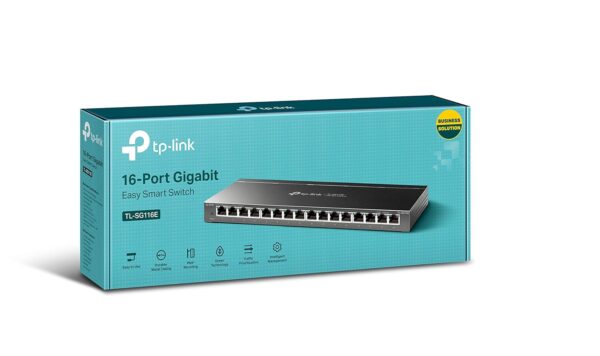 TP-Link 16 Port Gigabit Switch | Unmanaged Pro | Plug & Play | Fanless | Desktop/Wall-Mount | Durable Metal Casing | Support QoS, IGMP Snooping and Link Aggregation (TL-SG116E)